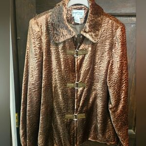 STUNNING VELVET JKT.NEWPORT NEWS.LIKE CURLY LAMB!SO SOFT.ROSE GOLD.NEVER WORN!